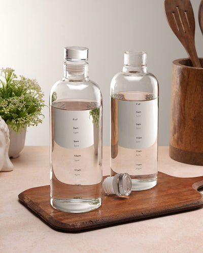 Classic Vibe Narrow Opening Glass Bottle | Set of 2 | 700ml