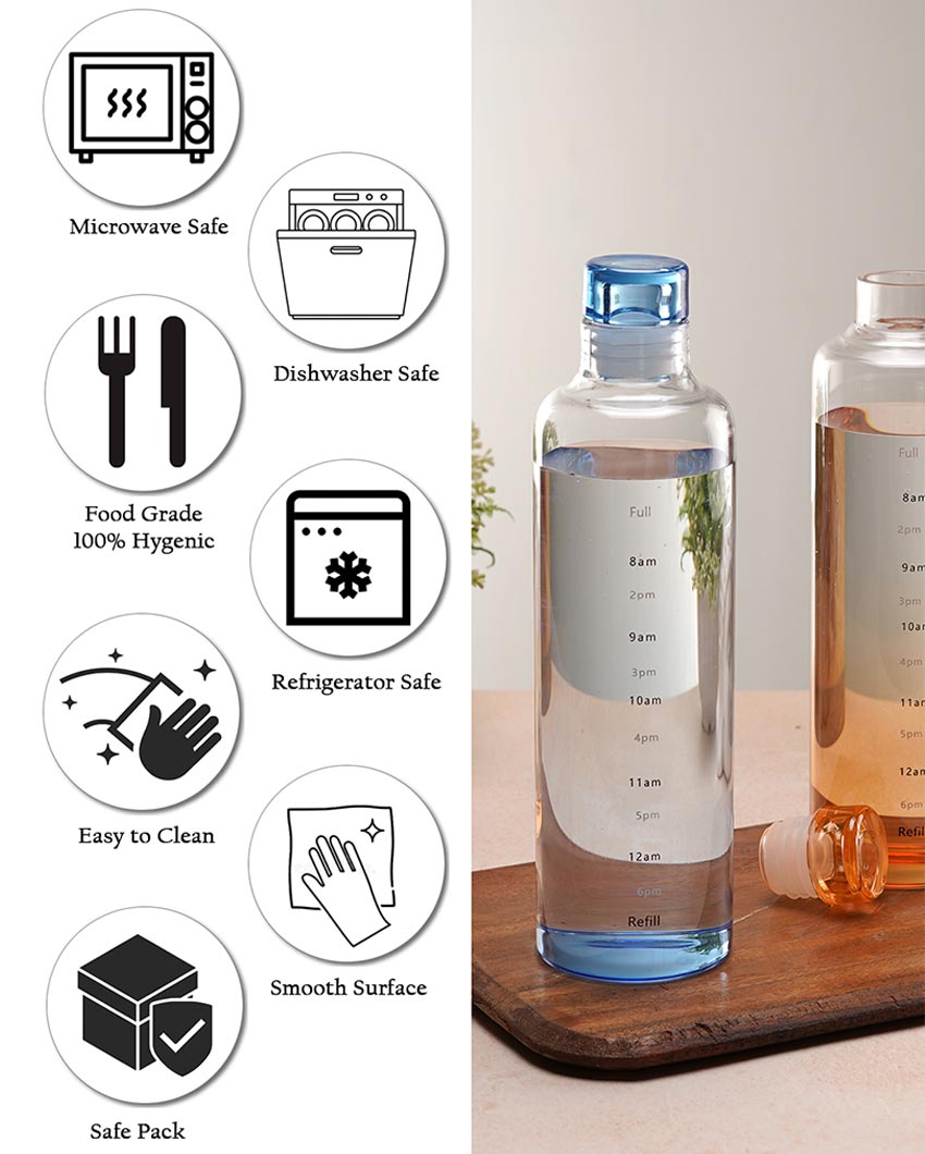Morden Smooth Surface Glass Bottle | Set of 2 | 500ml