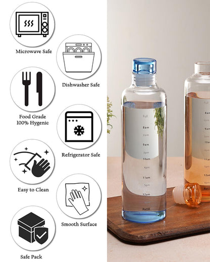 Morden Smooth Surface Glass Bottle | Set of 2 | 500ml