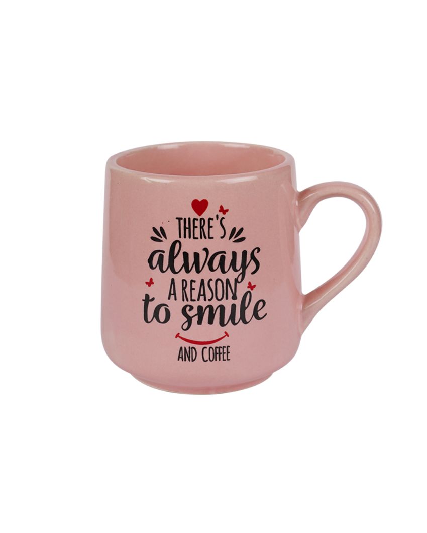 Pink & Black Printed Ceramic Glossy Mugs | Set of 2 | 300ml