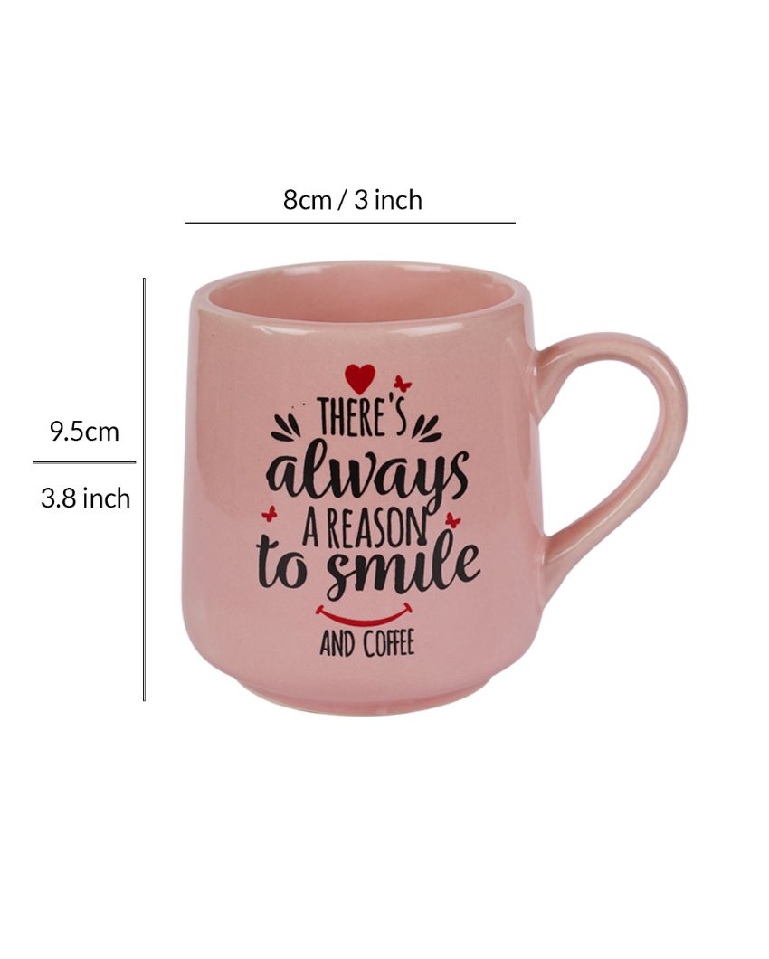 Pink & Black Printed Ceramic Glossy Mugs | Set of 2 | 300ml