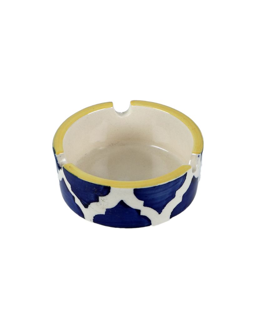 Blue & Yellow Coloured Ceramic Ash Tray