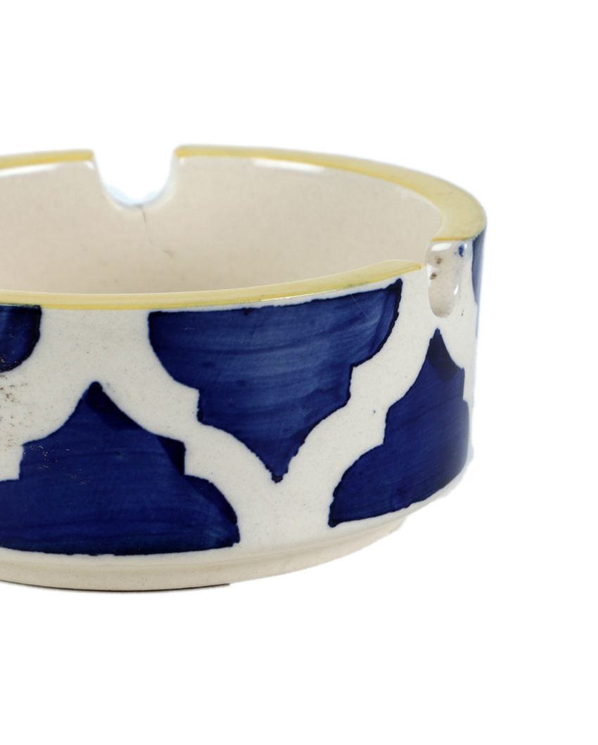 Blue & Yellow Coloured Ceramic Ash Tray