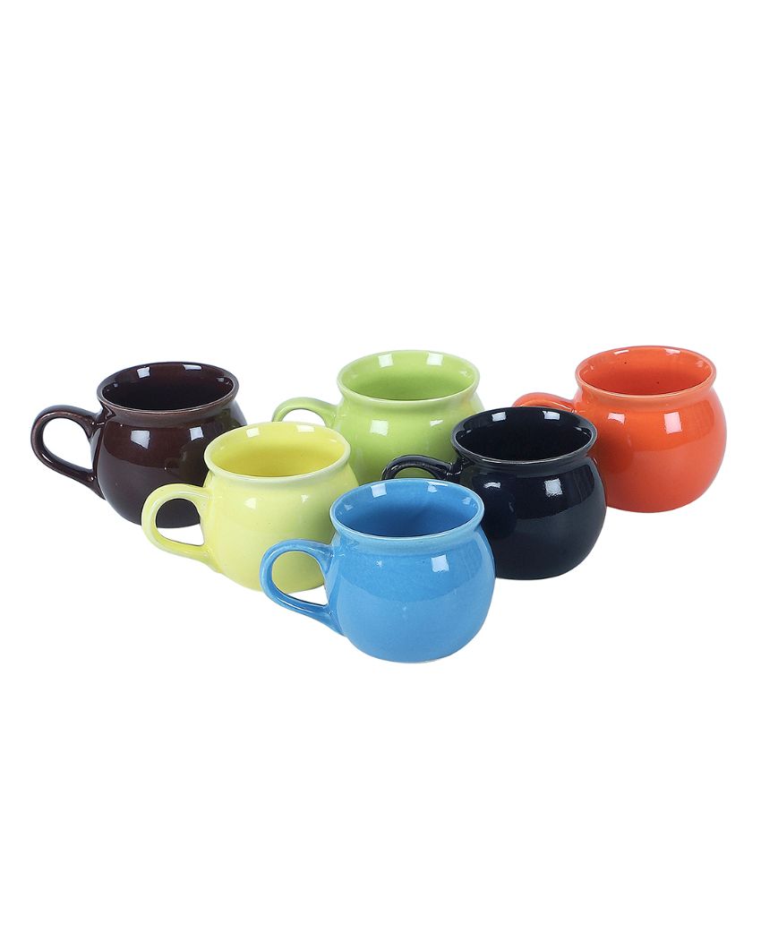 Multi Coloured Dholak Shaped Ceramic Cups | Set of 6