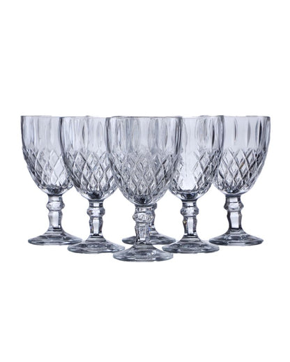 Transparent Textured Wine Glass | Set of 6 | 285ml