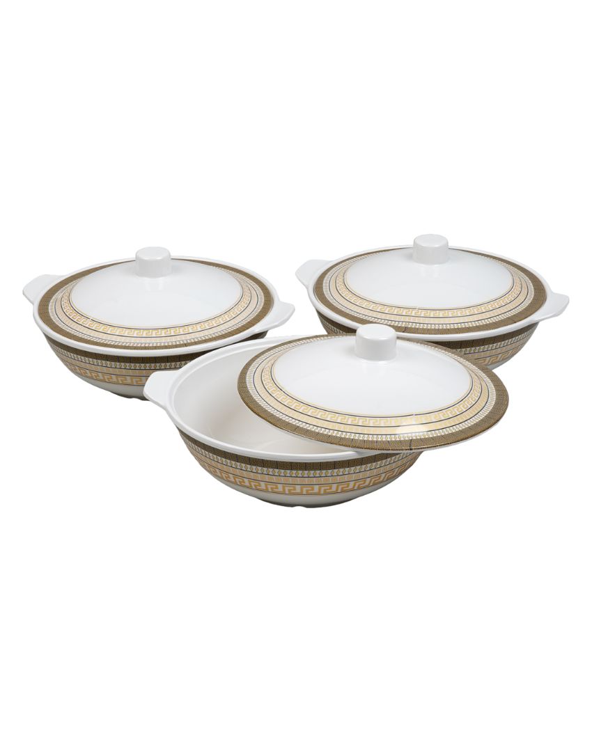 Aura White Gold Abstract Printed Melamine Dinner Set