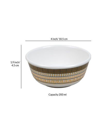 Aura White Gold Abstract Printed Melamine Dinner Set