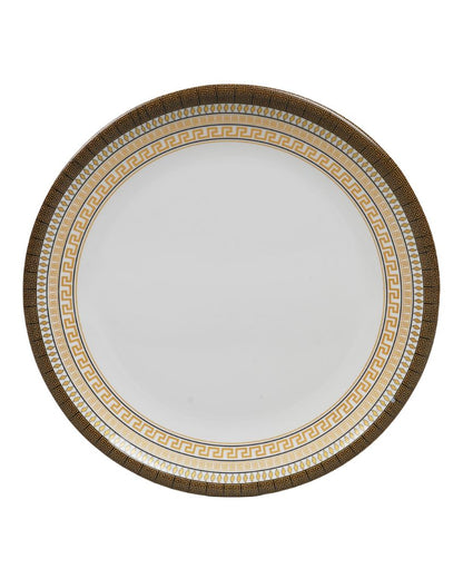 Aura White Gold Abstract Printed Melamine Dinner Set