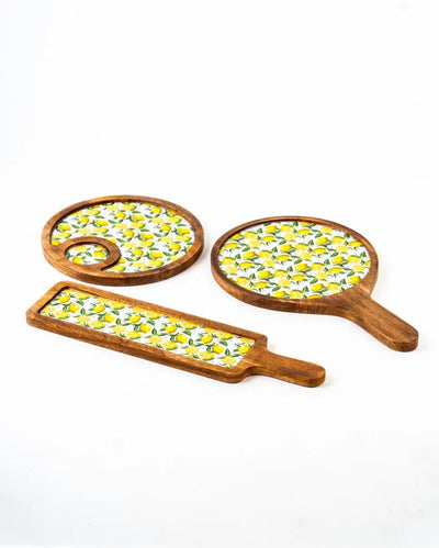 Lemon Mango Wooden Platters | Set of 3