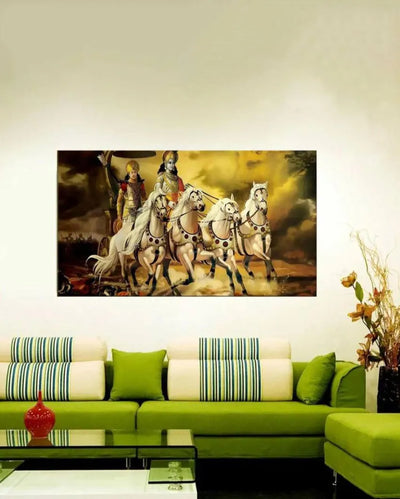 Mahabharat Canvas Framed Wall Painting 24x12 inches