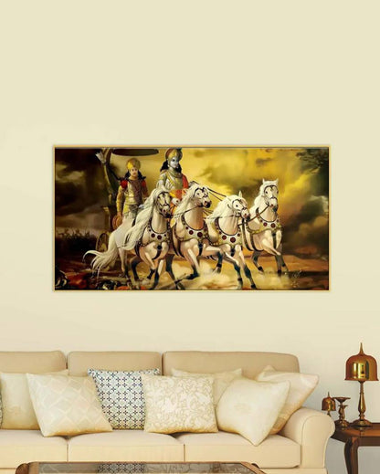 Mahabharat Canvas Framed Wall Painting 24x12 inches