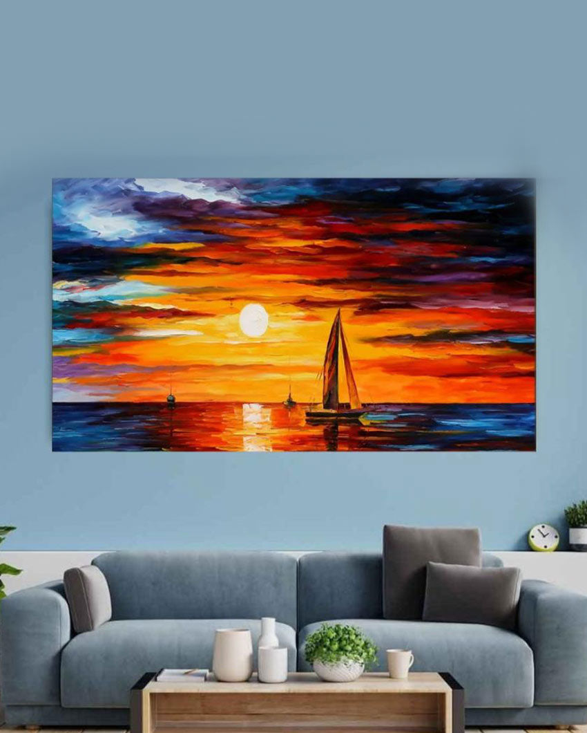 Nature Landscape Floating Framed Canvas Wall Painting 24x12 inches
