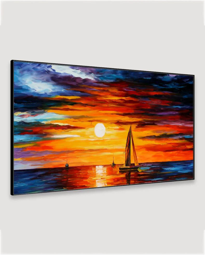 Nature Landscape Floating Framed Canvas Wall Painting 24x12 inches