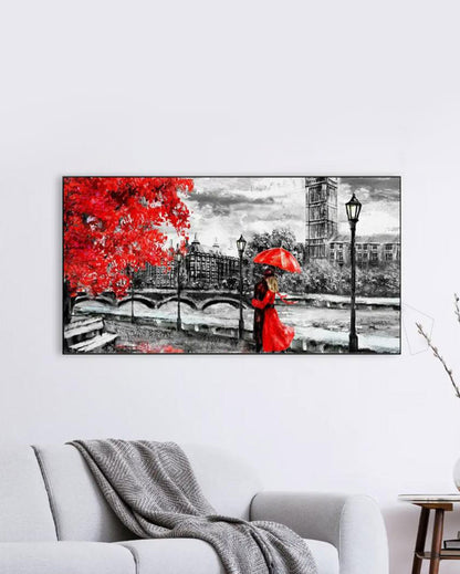 Love Couple Floating Framed Canvas Wall Painting 24x12 inches