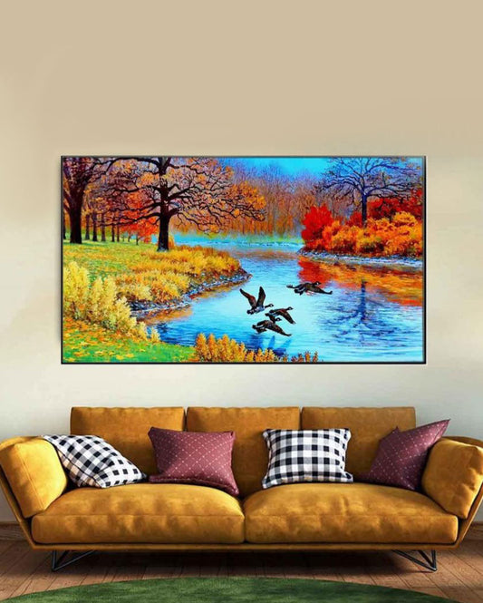 Nature Scenery Floating Framed Canvas Wall Painting 24x12 inches