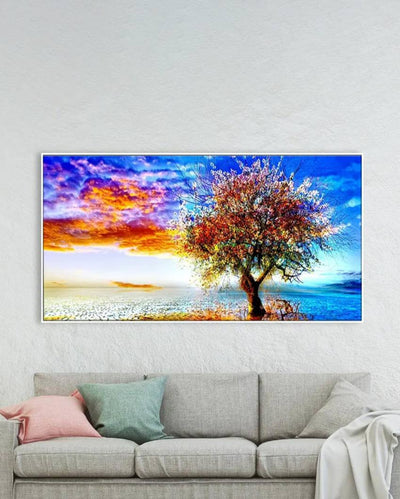 Abstract Tree Floating Framed Canvas Wall Painting 24x12 inches