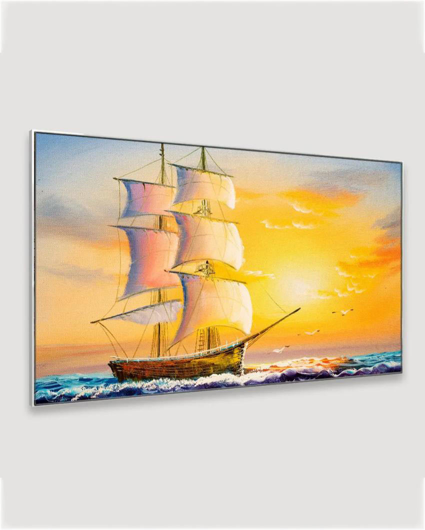 Beautiful Ship In The Sea Floating Framed Canvas Wall 24x12 inches