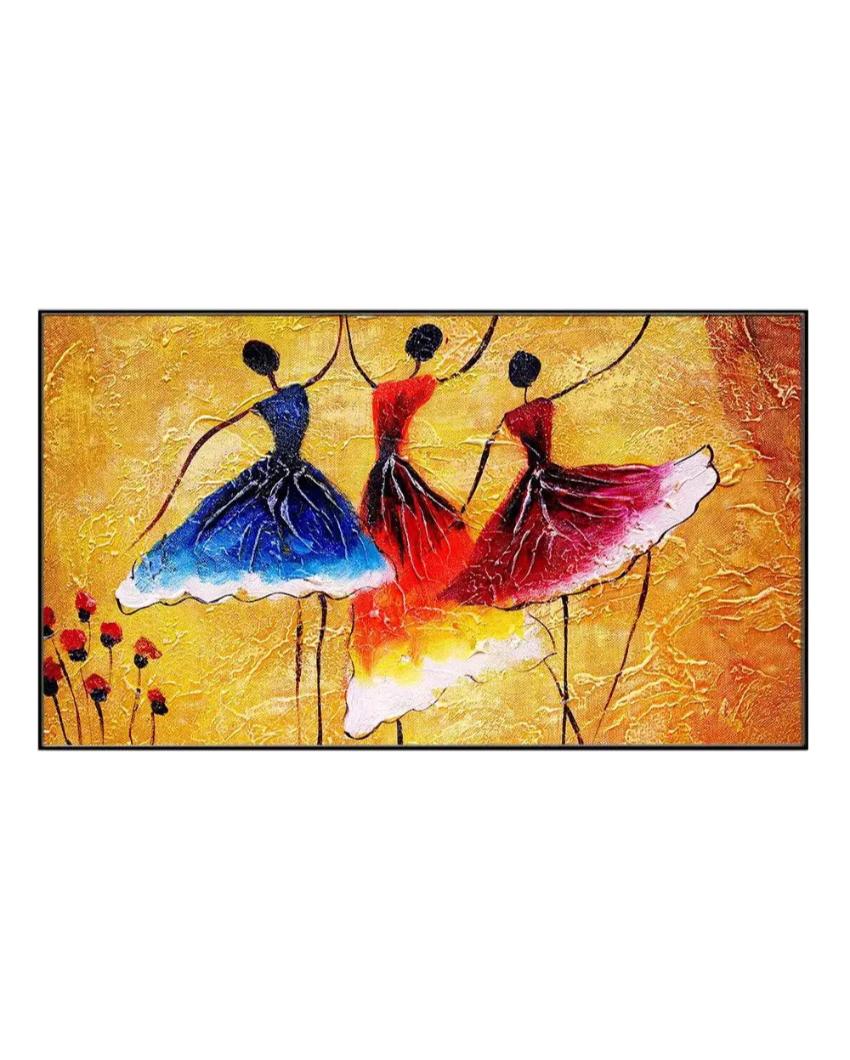 Spanish Ballerinas Dancing Dall Floating Framed Canvas Wall 24x12 inches