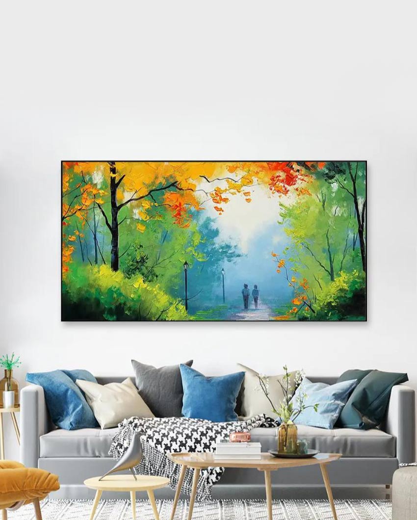 Relaxing Big Panoramic Nature Floating Framed Canvas Wall 24x12 inches