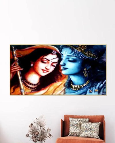 Krishna Meerabai Love Floating Framed Canvas Wall Painting 24x12 inches