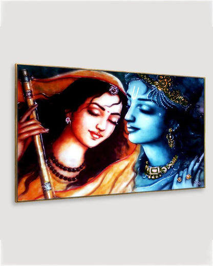 Krishna Meerabai Love Floating Framed Canvas Wall Painting 24x12 inches