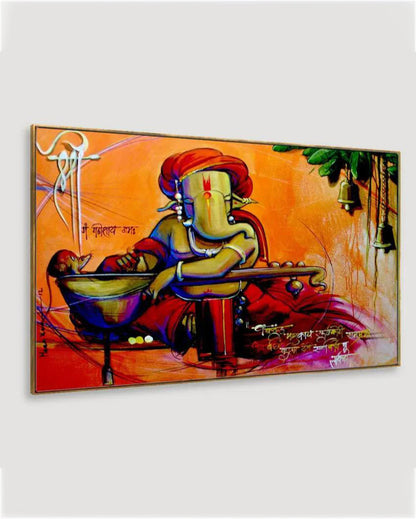 Beautiful Ganesha Floating Framed Canvas Wall Painting 24x12 inches