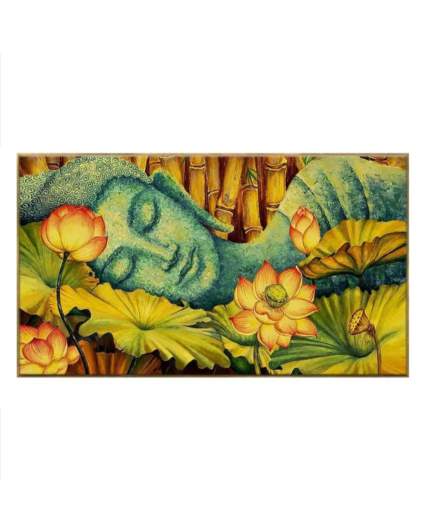 Vaastu Calming Buddha Forest Floating Framed Canvas Wall Painting 24x12 inches