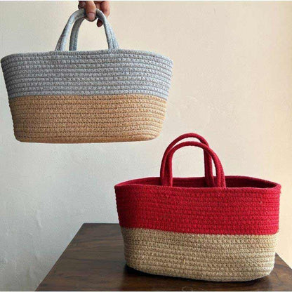 Classic Handcarfted Grey & Red Duotone Baskets | Set of 2 Default Title
