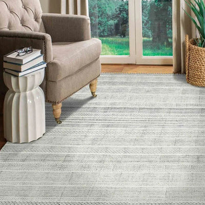 Black Cotton Dune Hand Woven Carpet | 5 x 3 Feet