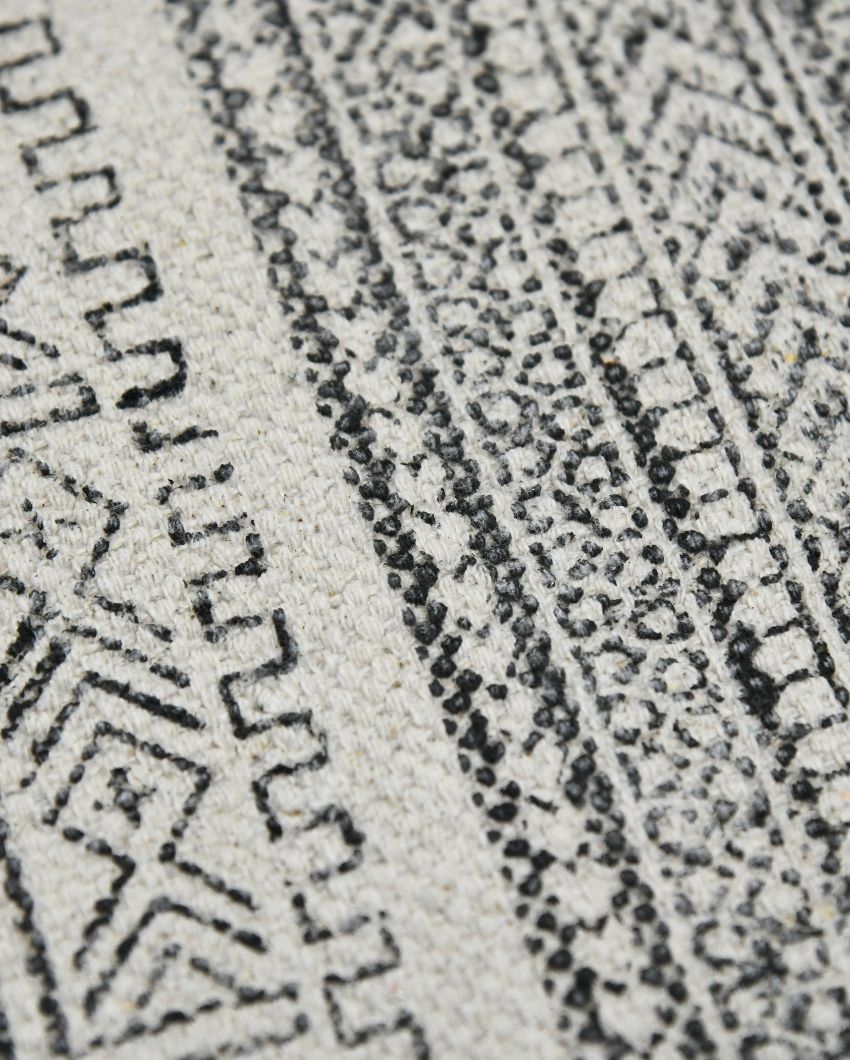 Woven Charcoal Geometric Pattern Hand Carpet | 8 x 5 Feet