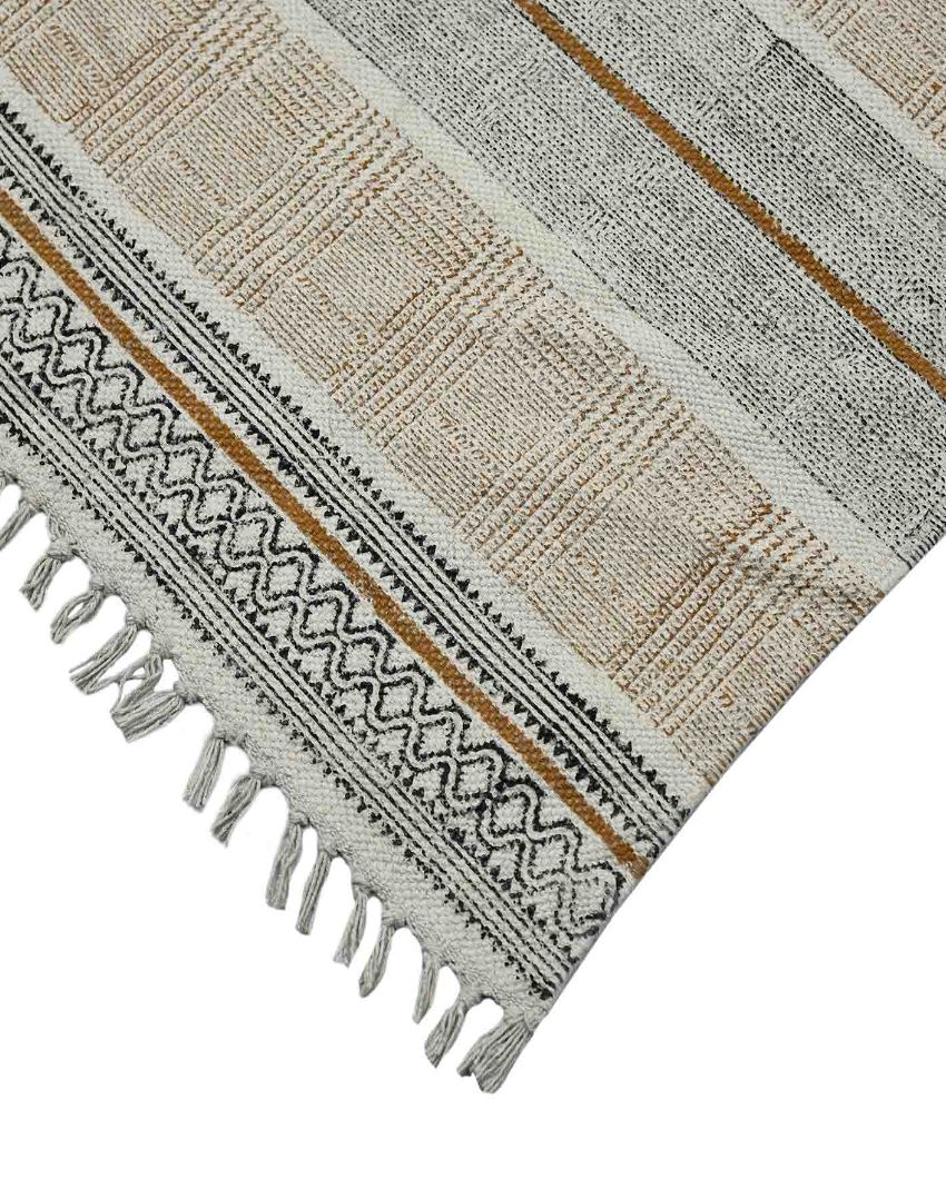 Brown Cotton Dune Hand Woven Carpet | 5x3 ft