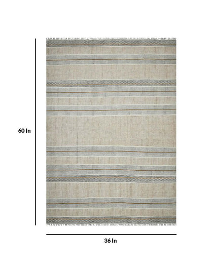 Brown Cotton Dune Hand Woven Carpet | 5x3 ft