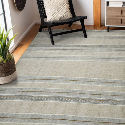 Brown Geometric Pattern Hand Woven Carpet | 8 x 5 Feet