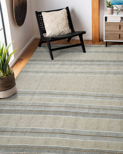 Brown Geometric Pattern Hand Woven Carpet | 8 x 5 Feet