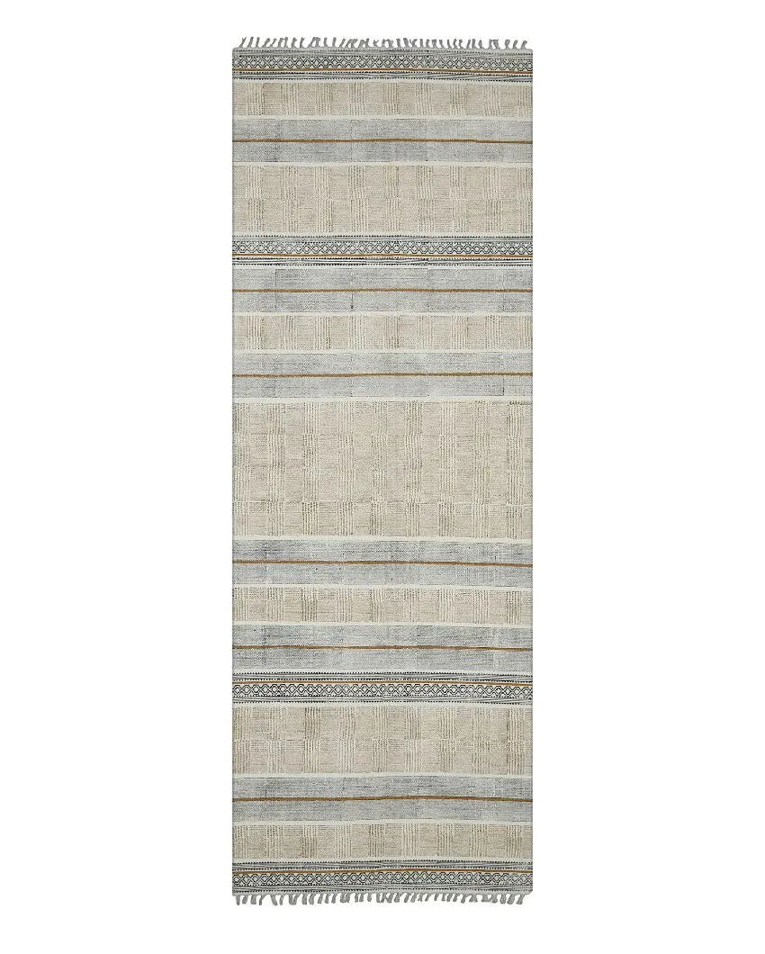 Brown Geometric Pattern Hand Woven Carpet | 8 x 5 Feet