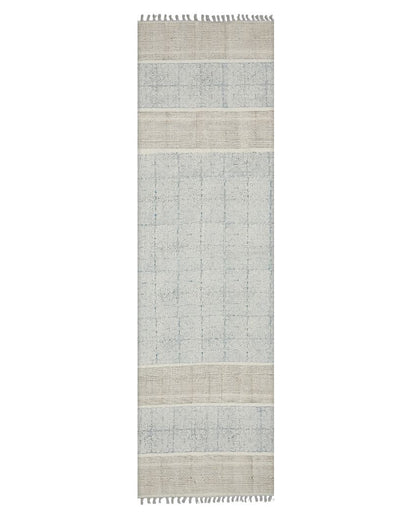 Stone Blue Geometric Pattern Hand Woven Carpet | 8 x 5 Feet