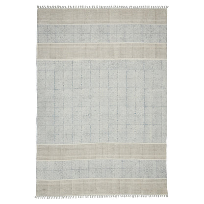 Elegant Blue Shade Hand-Woven Geometric Design Wool Rug | 10 x 7.6 Feet