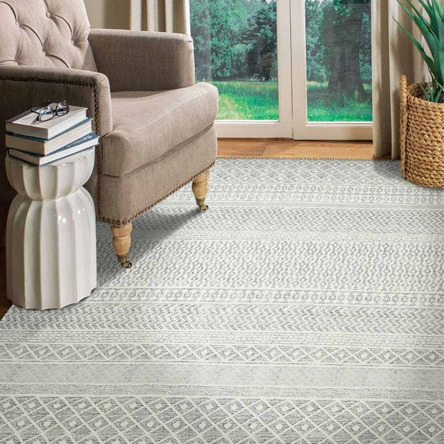 Grey Cotton Dune Hand Woven Carpet | 5 x 3 Feet