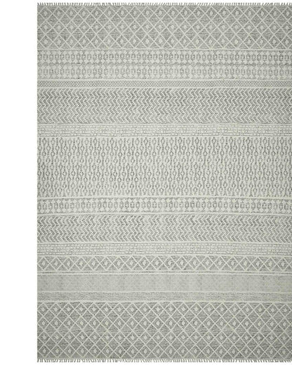 Grey Cotton Dune Hand Woven Carpet | 5x3 ft