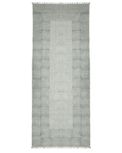 Blue Geometric Pattern Hand Woven Carpet | 7.6 x 5 ft