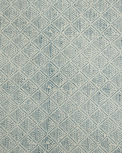 Blue Geometric Pattern Hand Woven Carpet | 7.6 x 5 ft