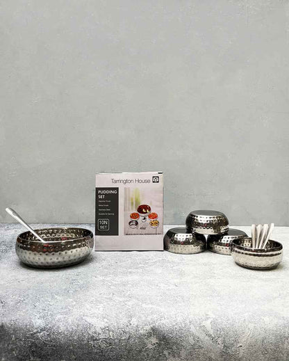 Sleek Silver Belgium Pudding Dinner Combo | Pack of 10