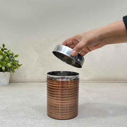 Modern Copper Ripped Canisters with Lids | Set of 3 | 4 x 6 inches | 900ml