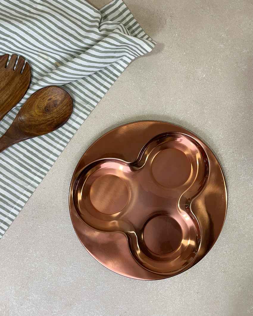 Versatile Copper Snack Serving Bowls with Tray Combo | Pack of 4 | 300ml