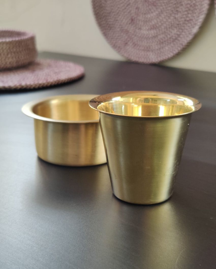 Kombakonam Pure Brass Coffee and Tea Dabara Set