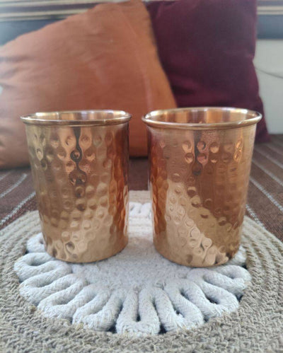 Hammered Design Pure Copper Glasses | Set Of 2 | 300ml ( dimension doubt )