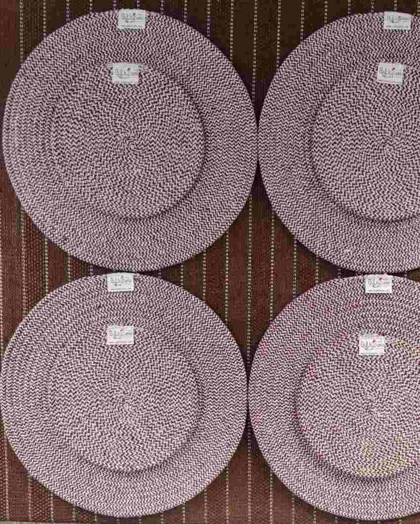 Maroon Cotton Heat Resistant and Reversible Place Mats with Round Table Mats | Pack Of 8