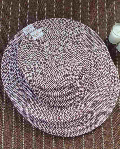 Maroon Cotton Heat Resistant and Reversible Place Mats with Round Table Mats | Pack Of 8