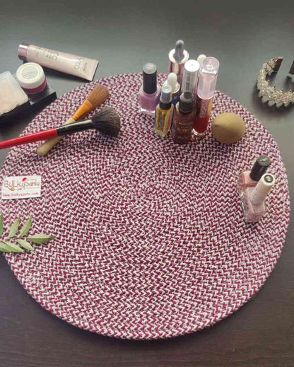 Maroon Cotton Heat Resistant and Reversible Place Mats with Round Table Mats | Pack Of 8