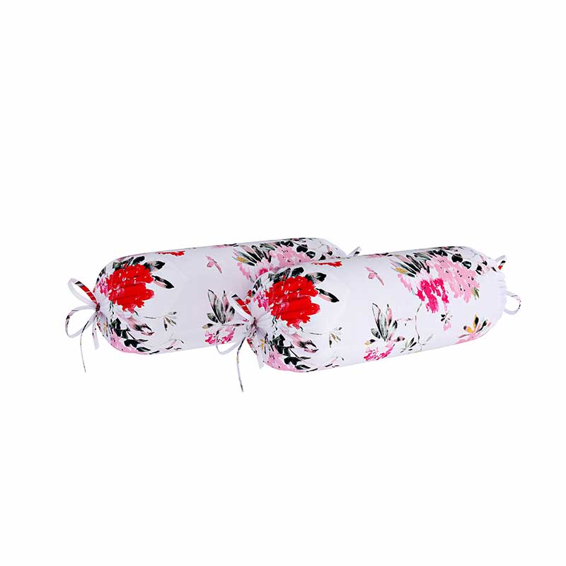 Cotton Floral Diwan Set | Set of 6 Pcs | Multiple Colors Red & White